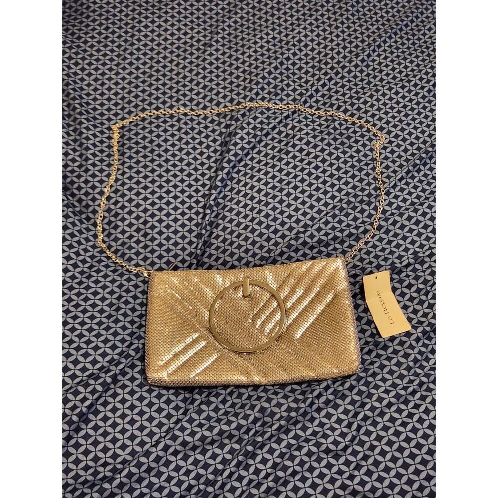 La Regale silver Mesh Evening Bag Chain Strap Zip Close Purse Shimmering